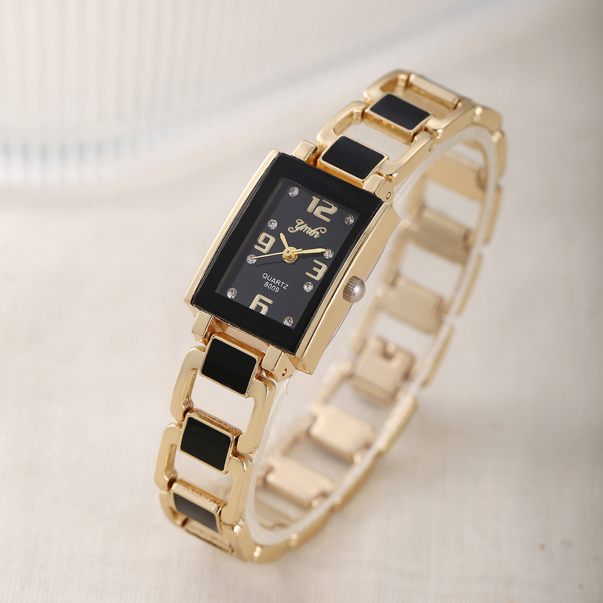 Women’s Crystal-Accented Rectangular Dial Bracelet Watch