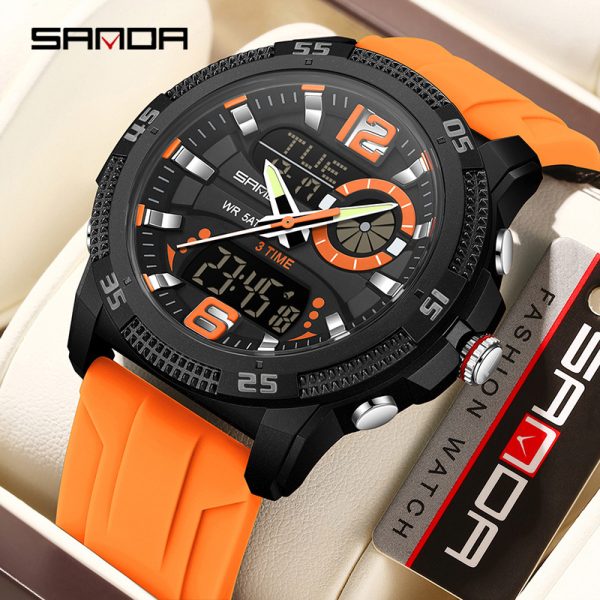 SANDA Men’s Analog-Digital Sports Watch with Alarm & Luminous Display