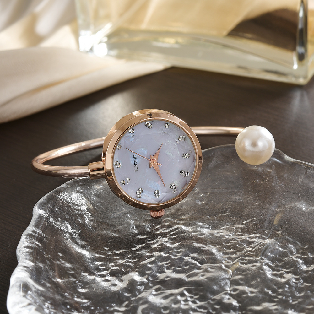 Women’s Gradient Dial Quartz Bangle Watch with Pearl Accent - Image 3