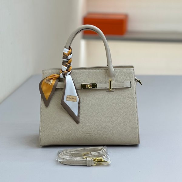Women’s Vintage Crocodile-Embossed Satchel Bag with Scarf