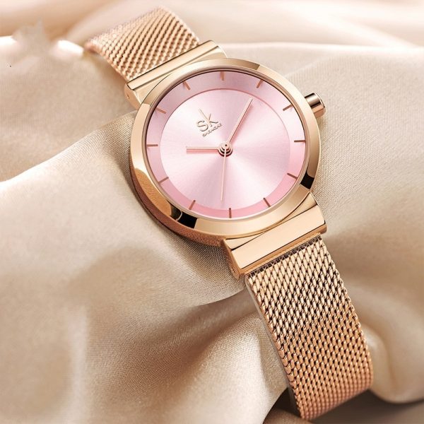 Women’s Minimalist Quartz Watch with Milanese Mesh Bracelet