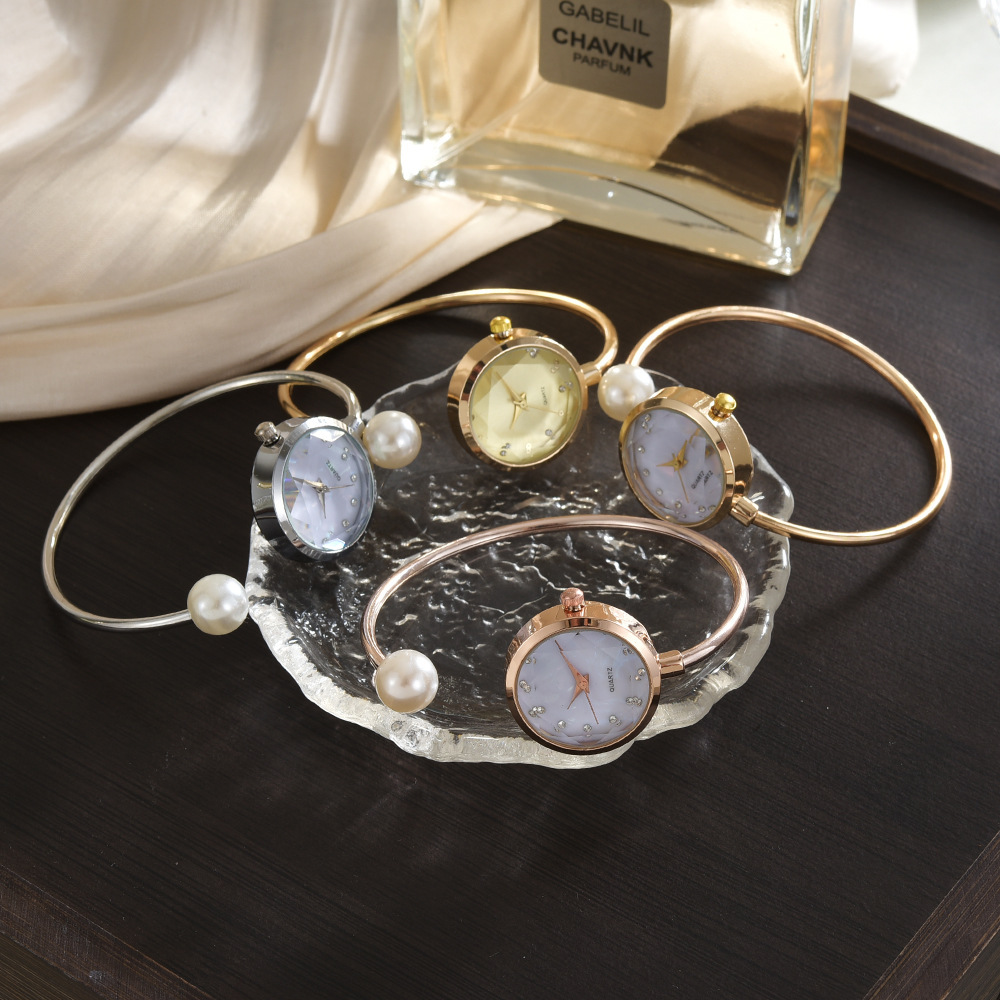 Women’s Gradient Dial Quartz Bangle Watch with Pearl Accent - Image 4