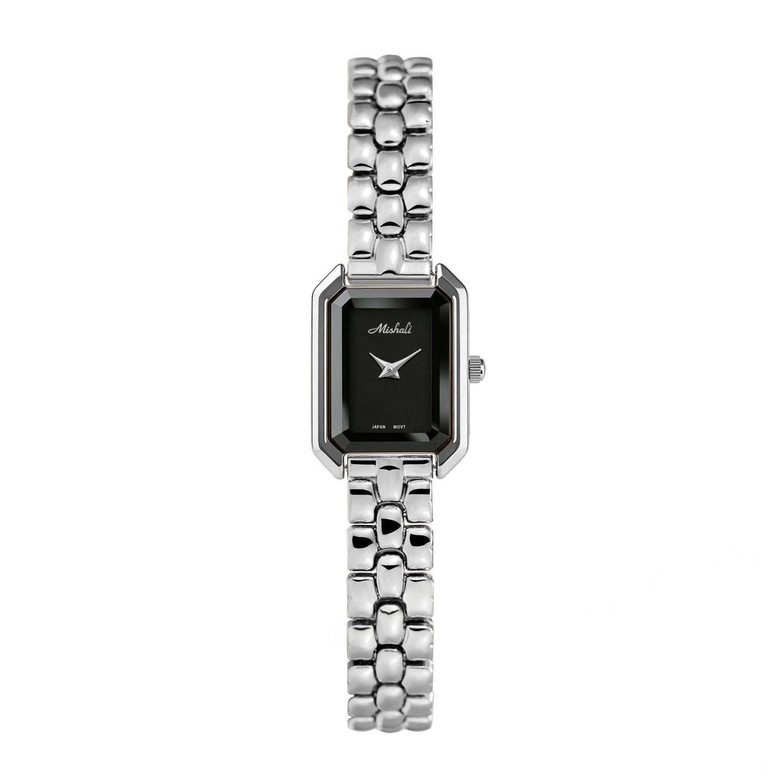 Women’s Rectangular-Dial Quartz Watch with Stainless-Steel Bracelet