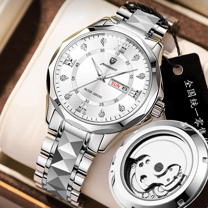 Men’s Mechanical Watch with Transparent Case Back – Butterfly-Clasp Steel Wristwatch - Image 4