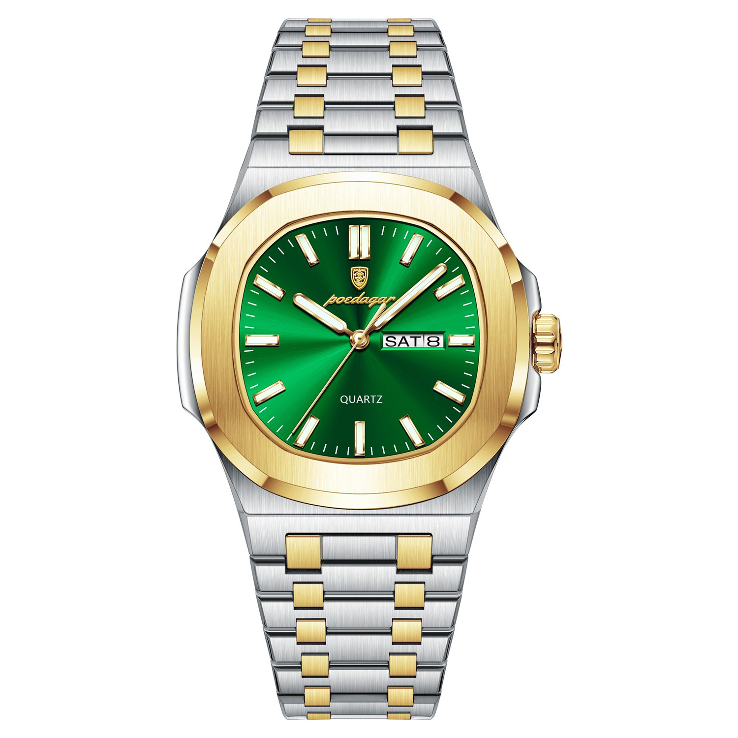 Men’s Luminous Quartz Watch – 44mm Day-Date Steel Bracelet Wristwatch - Image 10