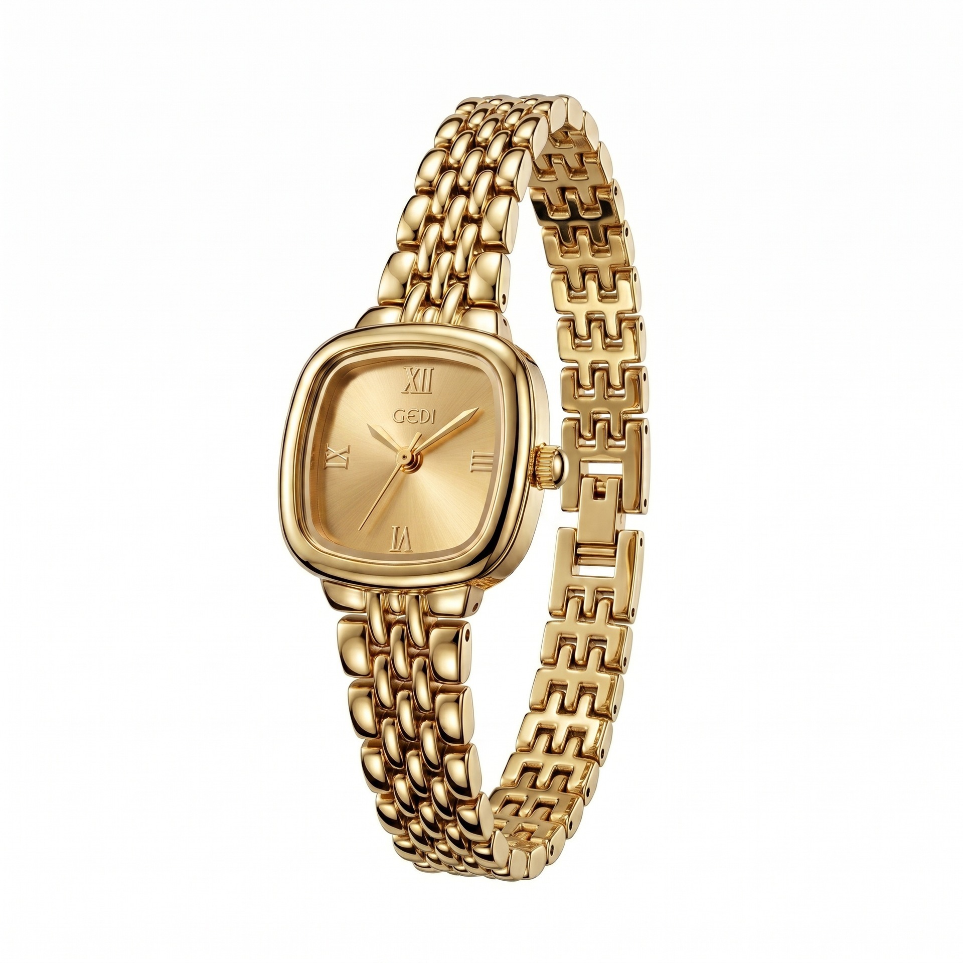 Women’s Square-Dial Quartz Dress Watch with Metal Bracelet
