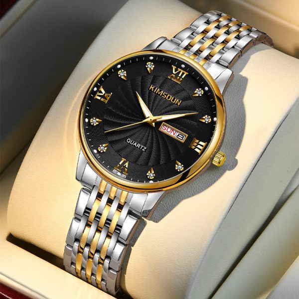 Men’s Luminous Quartz Watch – 42mm Day-Date Business-Casual Wristwatch