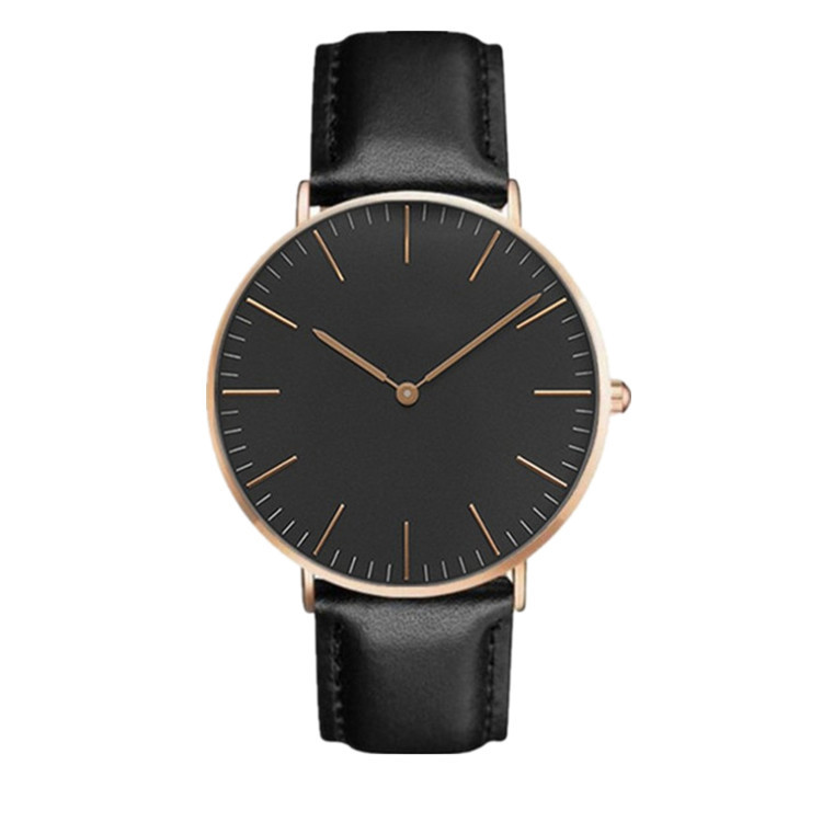 Unisex Minimalist Quartz Watch with Leather Strap