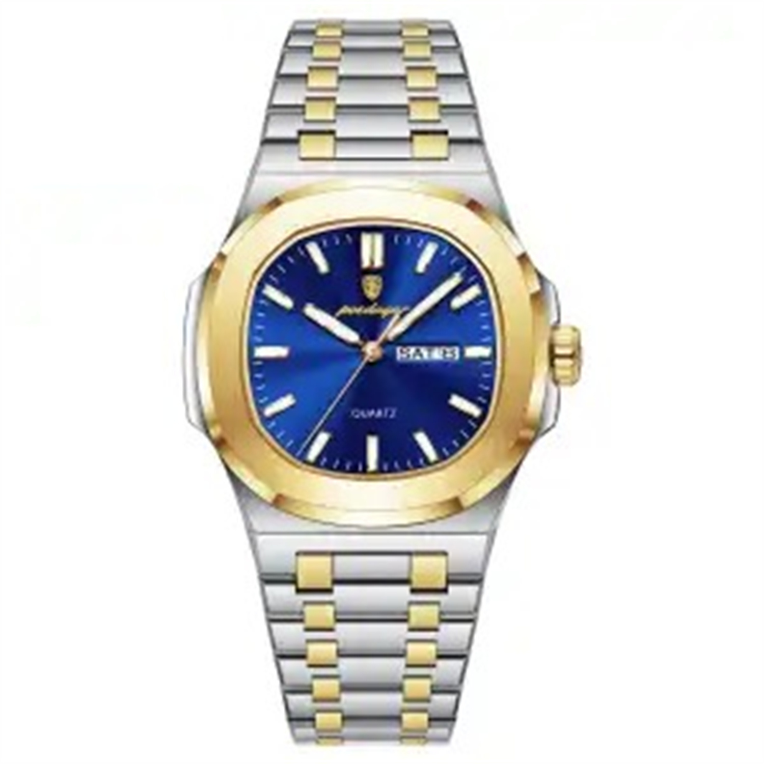 Men’s Luminous Quartz Watch – 44mm Day-Date Steel Bracelet Wristwatch - Image 7