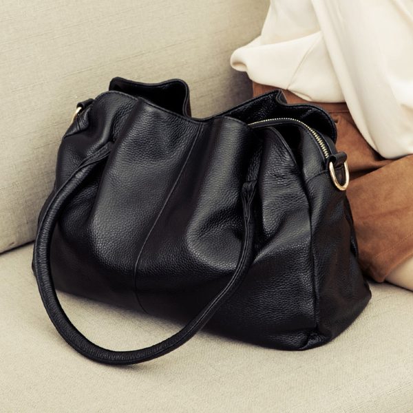 Women’s Large-Capacity Full-Grain Leather Multi-Compartment Tote Bag