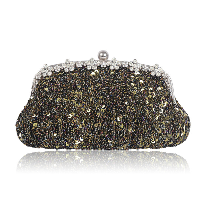 Women’s Hand-Beaded Sequin Evening Clutch with Chain Strap - Image 7