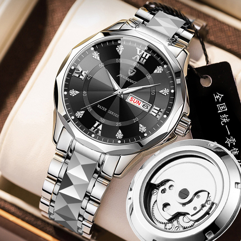 Men’s Mechanical Watch with Transparent Case Back – Butterfly-Clasp Steel Wristwatch - Image 5