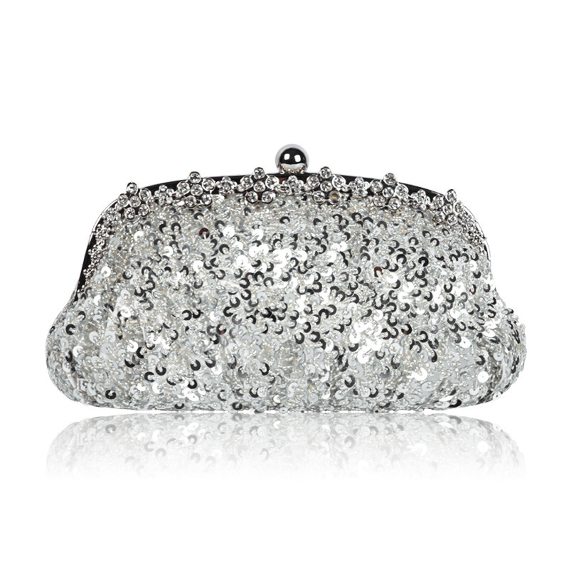 Women’s Hand-Beaded Sequin Evening Clutch with Chain Strap - Image 2