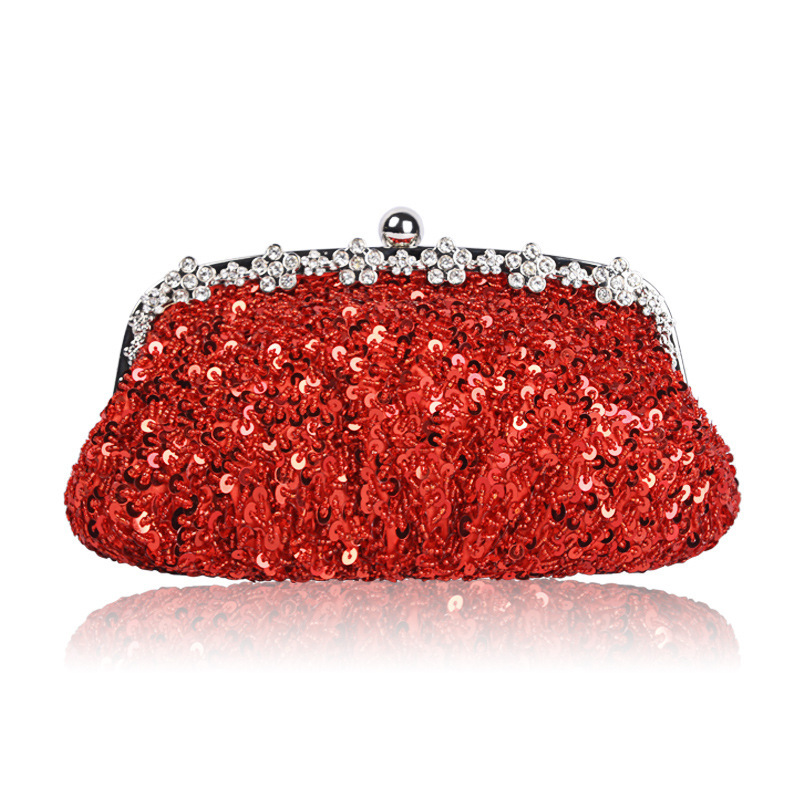 Women’s Hand-Beaded Sequin Evening Clutch with Chain Strap - Image 3