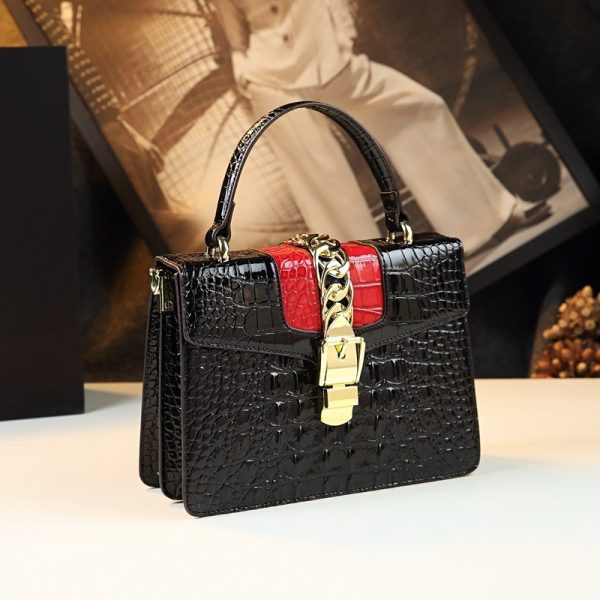 Women’s Crocodile-Embossed Color-Block Flap Crossbody Bag