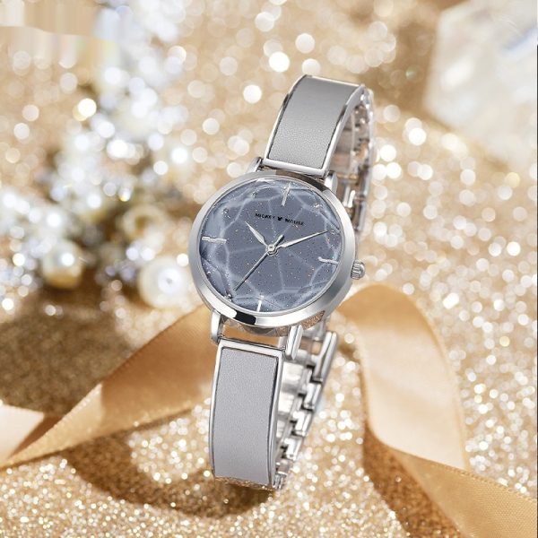 Women’s Geometric Dial Fashion Watch with Stainless-Steel or Leather Strap