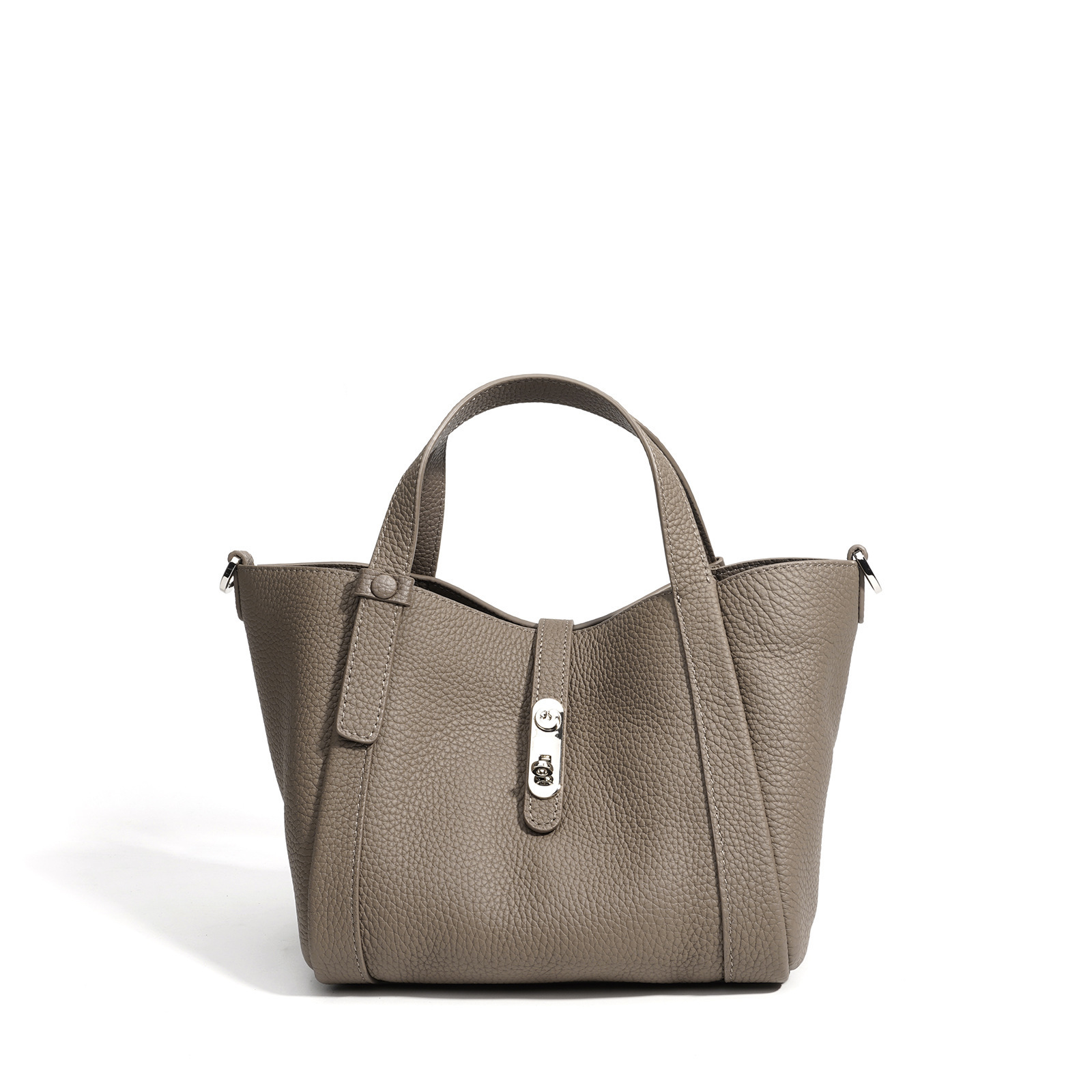 Women’s Minimalist Full-Grain Leather Tote Crossbody Bag - Image 3