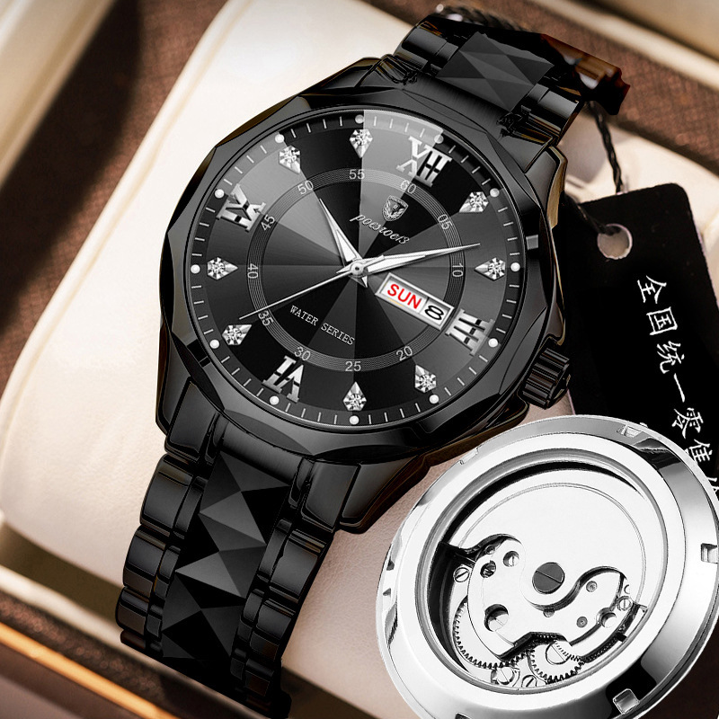 Men’s Mechanical Watch with Transparent Case Back – Butterfly-Clasp Steel Wristwatch - Image 7