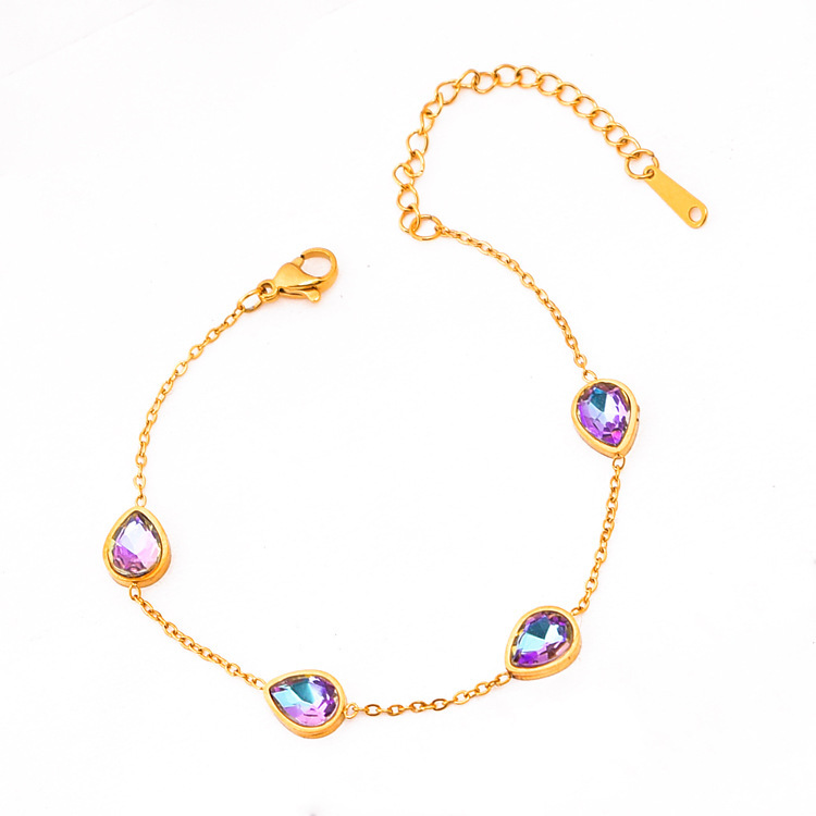 Zircon-Style Heart and Water-Drop Bracelet - Image 7