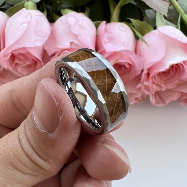 8 mm Wine Barrel Wood Inlaid Tungsten Ring