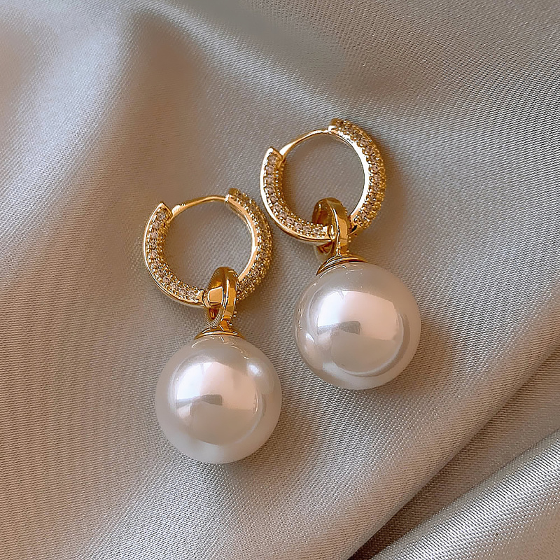 Women’s Pearl Pendant Earrings - Image 6