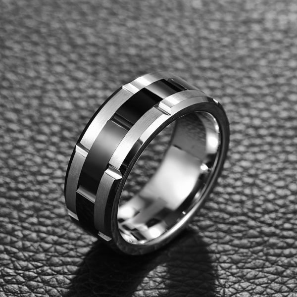 8 mm Combination Black Tungsten Steel Ring