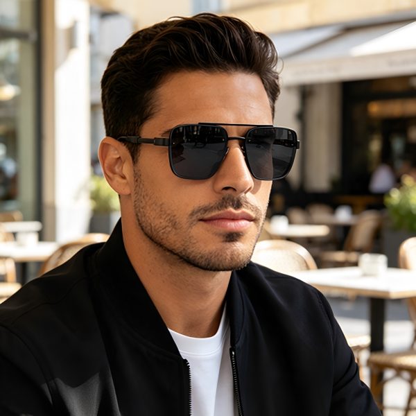 Men’s Retro Square Sunglasses with Gray Category 2 Lenses