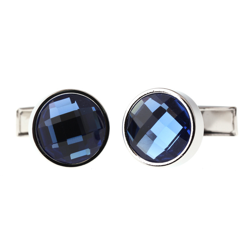Blue Crystal Round Cufflinks