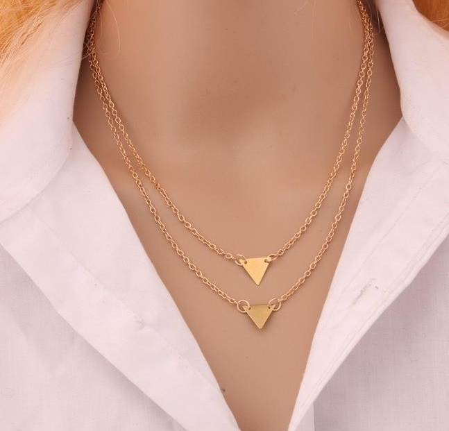 Double-Layer Triangle Pendant Necklace - Image 3