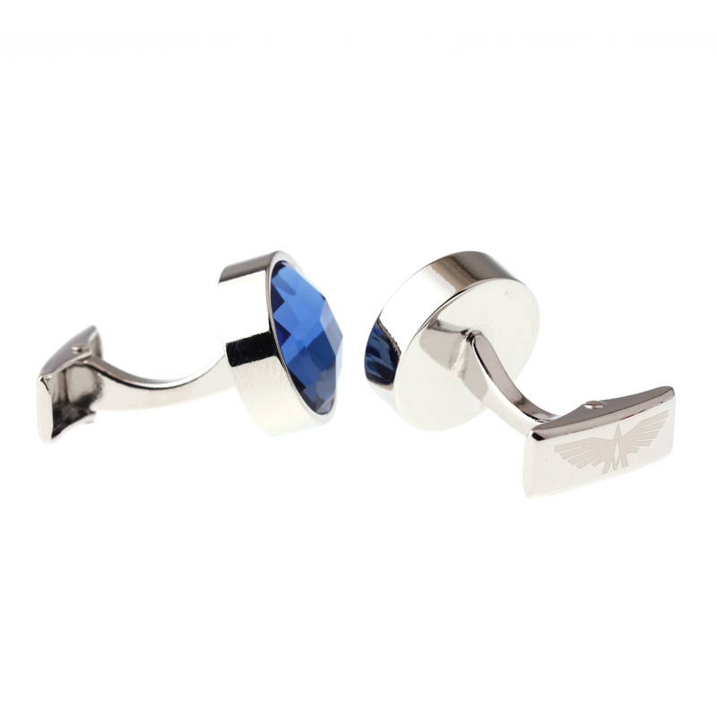 Blue Crystal Round Cufflinks - Image 3