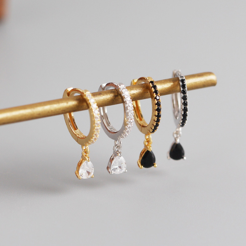 French-Style Geometric Zircon Stud Earrings - Image 2