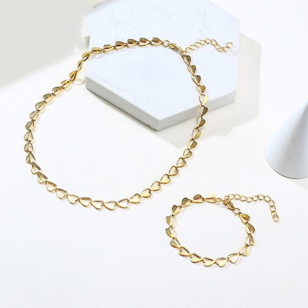 Heart and Leaf Chain Bracelet