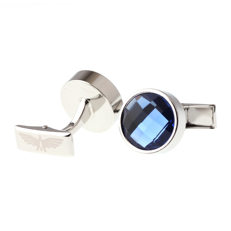 Blue Crystal Round Cufflinks - Image 4