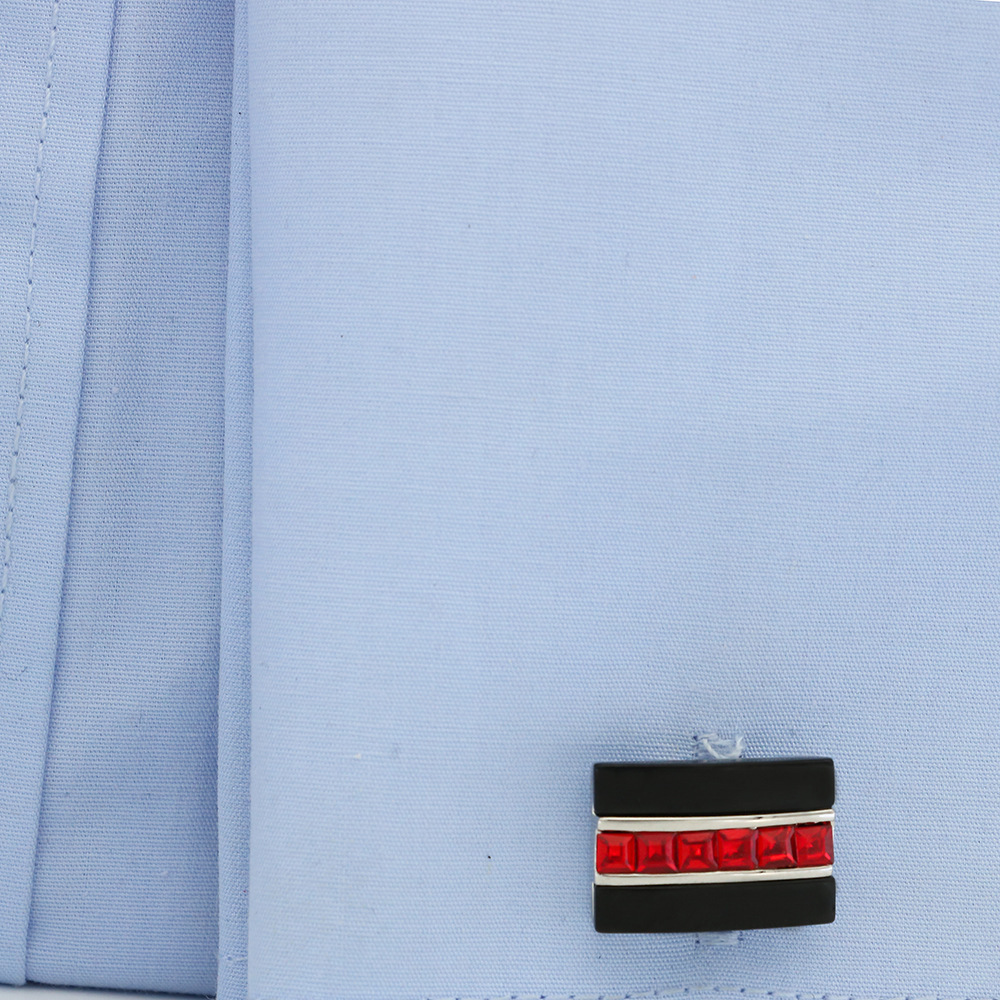 Geometric Shell-Detail Brass Cufflinks - Image 4