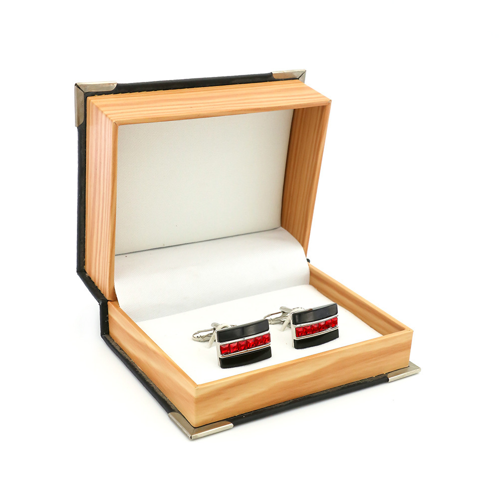 Geometric Shell-Detail Brass Cufflinks - Image 2