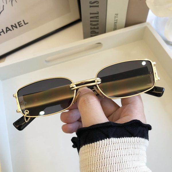 Double-Bridge Rectangle Sunglasses