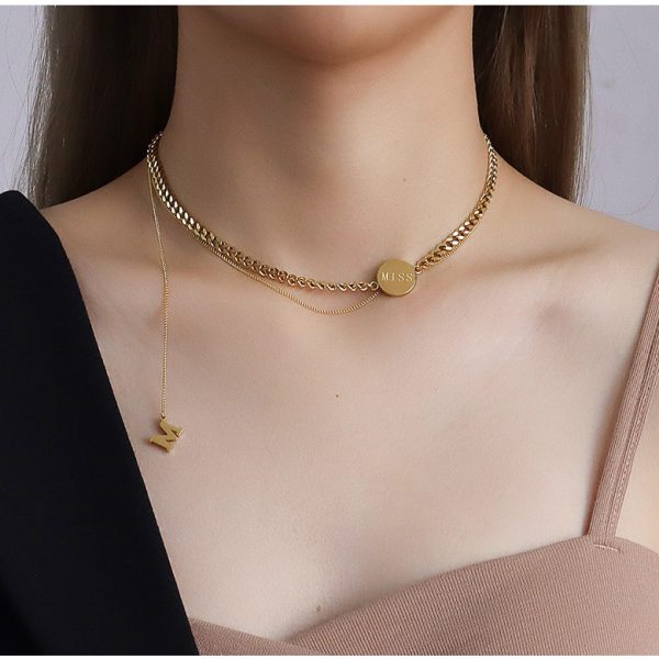 Letter M Layered Stainless Steel Necklace