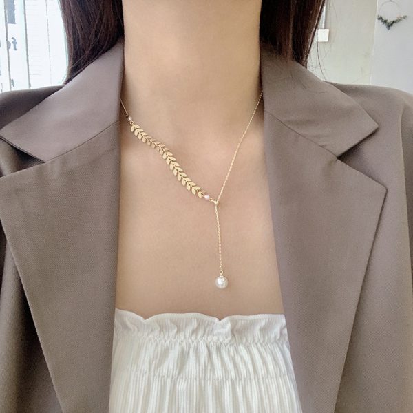 Wheat Ear Geometric Bead Chain Necklace