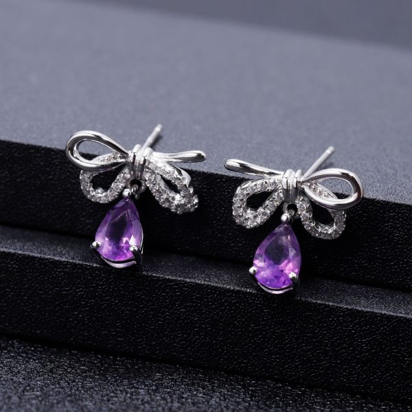 Geometric Gem-Style Silver Earrings