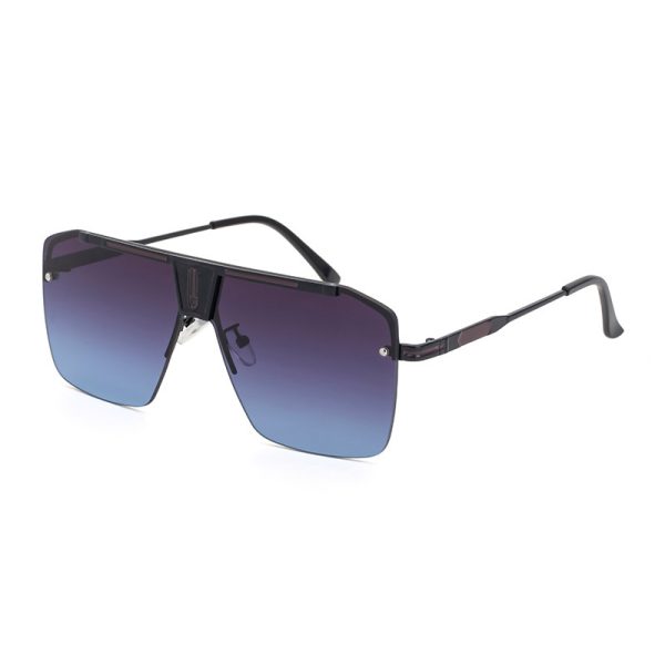Men’s Oversized Square Metal Sunglasses with Gradient PC Lenses