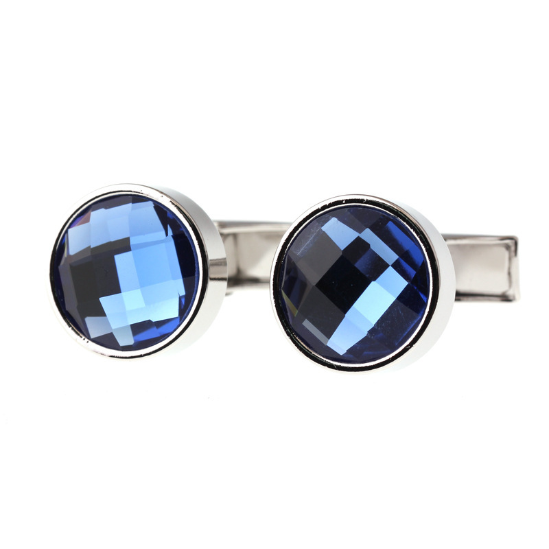 Blue Crystal Round Cufflinks - Image 6
