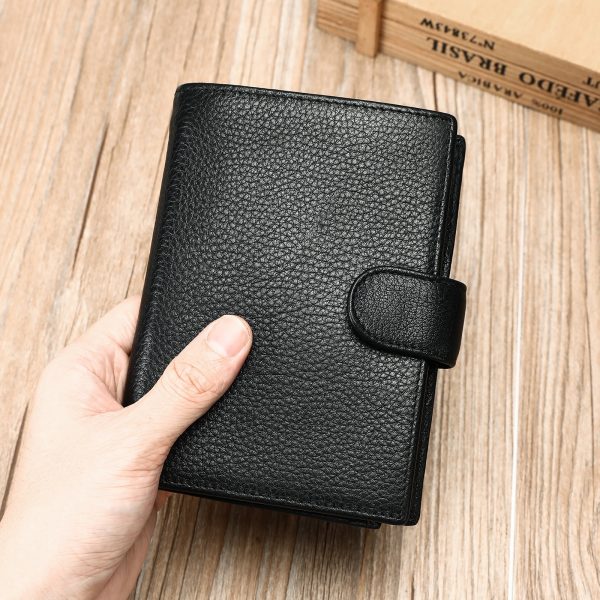 Men’s Full-Grain Cowhide Leather Travel Wallet with Multiple Card Slots