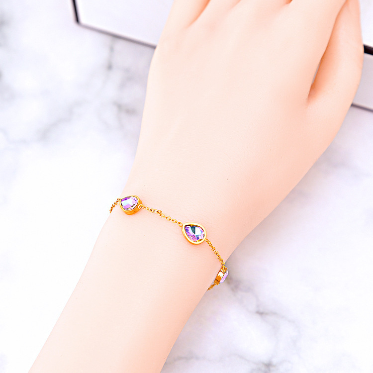 Zircon-Style Heart and Water-Drop Bracelet - Image 8