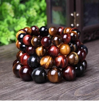 Tiger Eye Buddha Bead Crystal Bracelet