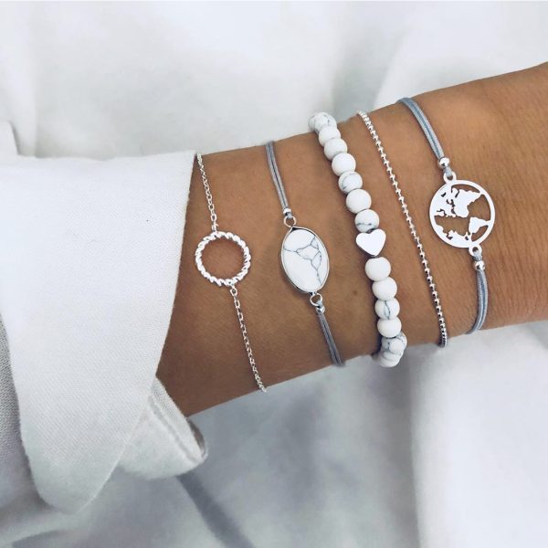 Love Map Electroplated Bracelet Set