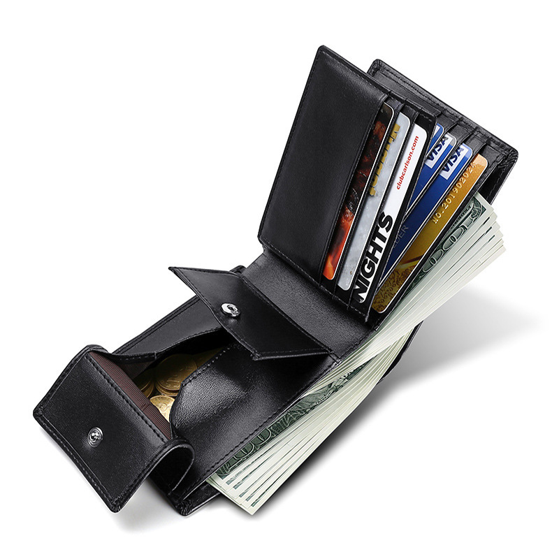 Men’s Cowhide Leather Bifold Wallet with Contrast Trim - Image 4