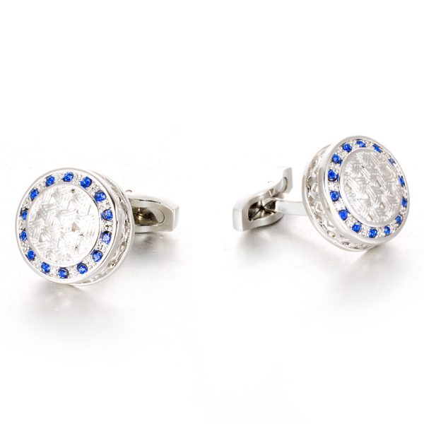Silver Citrine Round Cufflinks