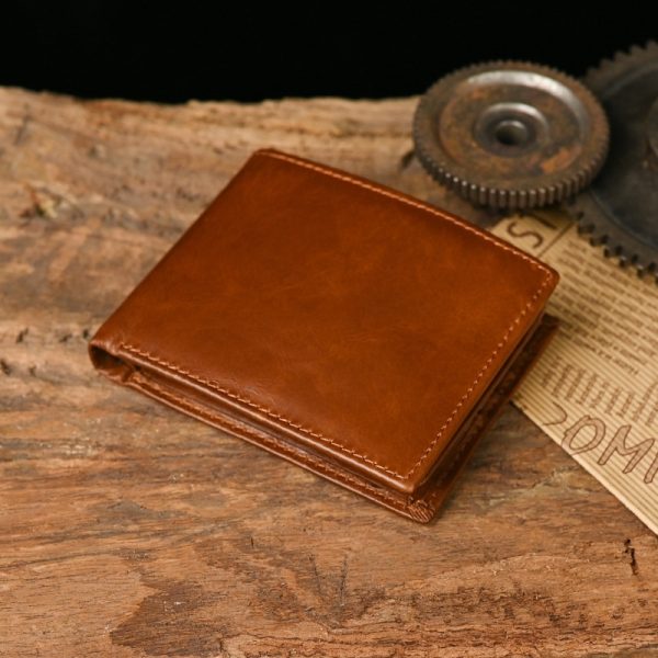 Men’s Retro Full-Grain Leather Bifold Wallet