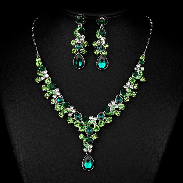 Transparent Crystal-Style Bridal Necklace and Earrings Set