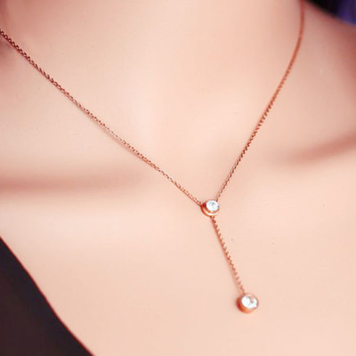 18K Rose-Gold-Tone Single-Stone Necklace